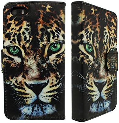 iPhone 4 / 4G / 4S Leopard Print Pu Leather Book Wallet Flip Case Cover Plus Screen Protector &amp; Screen Polishing Cloth