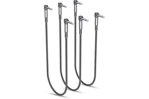 RUXELY Cavi Patch per Effetti per Chitarra 60cm 3-Pack,Cavo Jack 6,35mm Cavetto con Connettori Angolari per Strumenti Musicali TS Mono per Chitarra/Basso Pedaliera Effetti,Microfono Amp/Amplificatore