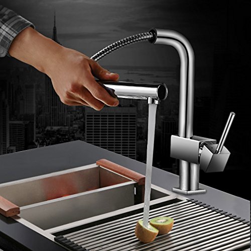 Preisvergleich Produktbild Auralum Schwenkbereich Einhebel Wasserhahn Küchenarmatur Küchenarmatur mit Herausziehbarem Auslauf Einhandmischer Spüle Küche Küchenarmatur