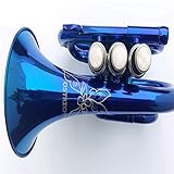 Llave Bb Trompeta de bolsillo, banda azul para estudiantes, principiantes, regalo intermedio