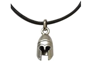 EUROFUSIONI Ciondolo Elmo Greco Antico Placcato Argento con Collana - Simbolo di Forza, Coraggio e LEALTÀ - Idea Regalo per Appassionati Antica Grecia - Elmo corinzio Spartano in Miniatura: 1,9 cm