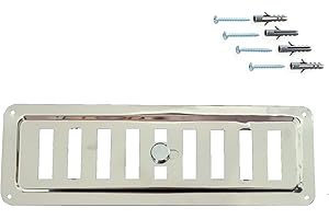DEMLOU Rejilla de Ventilación Ajustable de Acero Inoxidable No Magnético, INOX AISI 316, Rejilla de Salida/Entrada de Aire, Difusor de Aire para Cocinas y Baños. (23 x 7,5 cm)