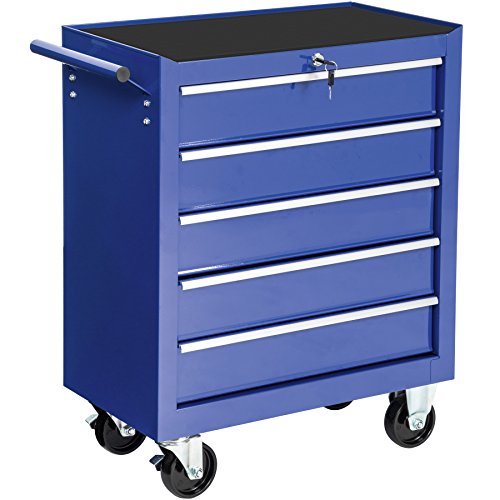 Preisvergleich Produktbild TecTake Werkzeugwagen Werkstattwagen blau / verschließbare Schubfächer / Kugelgelagerte Gleitschienen / auf Rollen / -diverse Modelle- (Typ 1 / no. 402649)