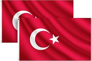 COCOSY 2 Stück Türkei Fahne - 90 x 150 cm 100% Polyester Türkische Flagge mit Messing-Ösen - Wetterfeste & Langlebige für Sport & Feierlichkeiten
