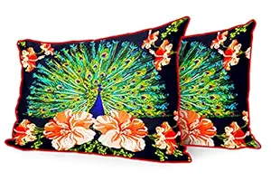 DreamVio Jute Fabric Printed Decorative Pillow/Throw/Cushion Covers for Living Room, Bed Room, Sofa,Chairs,Pillow Cases, Pillow Covers Set of 2, Size 12x18 Inches Style234