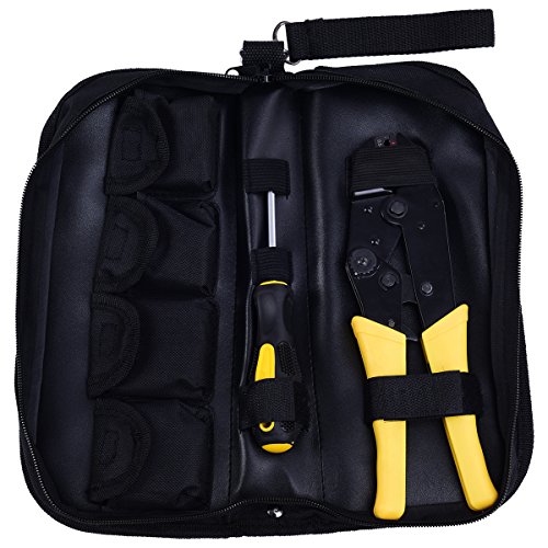 Costway Crimpzange Set Kabelschuhzange Presszange 5 Einsätzen Schraubenzieher mit Tasche - 6