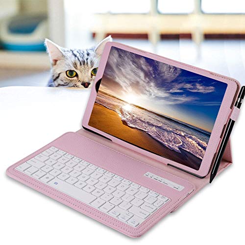 REAL-EAGLE Tastiera Custodia per Galaxy Tab A 10.1 2019 SM-T510/T515 (Inglese QWERTY), Custodia in Pelle con Wireless Staccabile Keyboard per Samsung Tab A 10.1'' 2019 (Galaxy Tab A 10.1 2019, Pink)