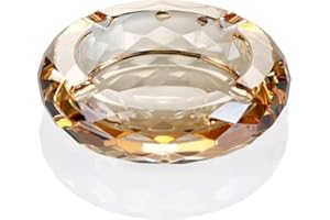 CDXHOME Cendrier en Verre Cristal, élégant Porte-Cigare en Cristal Doré pour la décoration de Table de Bureau à Domicile et de Bureau (Or Cristal, 4,7 Pouces)