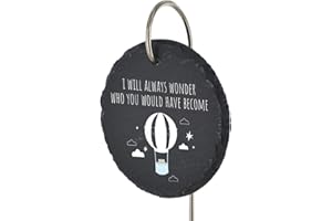 GLOBAL DESIGNS Blue Baby Child Grave Stick Marker Plaque Ornament Slate Boy Balloon Who You Headstone Sentimental Graveside Decor 25x11cm