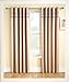 Ready Made Eyelet Thermal Blackout Curtains with Co-ordinating Aztec Detail Panel. Colour and Size: Natural Beige 168cm (66") x 183cm (72")