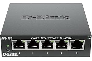 D-Link DES-105 5-portowy przełącznik Fast Ethernet Layer2 metalowy (10/100 Mbit/s, łatwa instalacja Plug & Play, automatyczna regulacja MDI/MDIX, automatyczne wykrywanie prędkości, bez wentylatora)