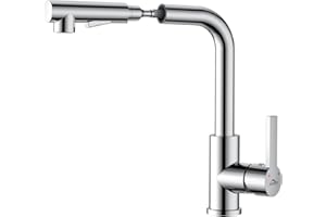 Auralum Grifo Cocina Extraible, Grifo de Cocina con 2 Funciones Caño, 360º con Caño Alto,Grifos de Alta Presión, Monomando Agua Frío y Calor Regulable, Acero Inoxidable