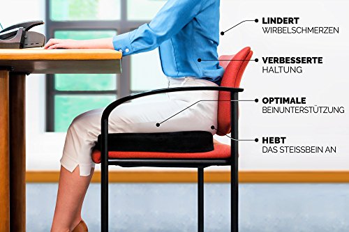Cush Comfort Rutschfestes Memory-Schaum Sitzkissen – Sitzauflage fördert die Wirbelsäulen Ausrichtung und lindert Rückenschmerzen beim Sitzen - 2
