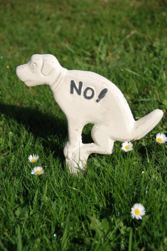 Esschert Design Steckschild, Verbotsschild für Hunde „No“ Hund, antik-weiß aus Gusseisen, ca. 24 cm x 33 cm - 2