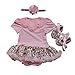 ZOEREA 3 PCS Newborn Baby Girls Flower Headband Hairband + Pink Leopard Print Cake Romper Tutu Pleated Skirt Dress + Soft Shoes Outfit Clothes Tutu Dress for 0-12M Baby Summer Girl Dresses Bodysuit