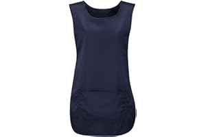 FASHION 7STAR Tablier uni sans manches avec poche pour femme, bleu marine, XL