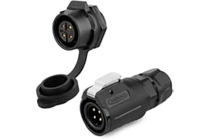 CNLINKO LP-16 Connecteur imperméable IP68 Connecteur circulaire industriel Connecteur de boîtier PBT Connecteur aviation Connecteur à dégagement rapide M16 2-9 Broches Prise filetés (4 Broches)