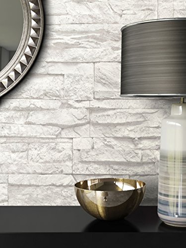 Steintapete Vliestapete Weiß , schöne edle Tapete im Steinmauer Design , moderne 3D Optik für Wohnzimmer, Schlafzimmer oder Küche inklusive der Newroom Tapezier Ratgeber mit Tipps für perfekte Wände