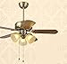 Produktbild JiMoYanHuo Deckenventilator Licht Mattprozess Kupfer Hauptdekoration führte europäischen Art Durchmesser 107Cm drei helle hölzerne Blätter mit Zugdraht