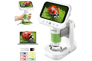 OUTACT Microscopio Portatile Bambini,4.3 Schermo IPS Microscopio Digitale 50-1000X,con 8 LED,Supporto Fotografia e Video,Giocattoli Educativi Stem da Regalo Educativo per 4-12 Anni