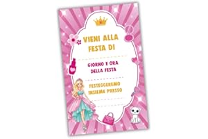 PRINTSERVIS Inviti di Compleanno – Set da 30 Pezzi | Carta Spessa 350gr | Per Feste Magiche da Ricordare (Principessa)