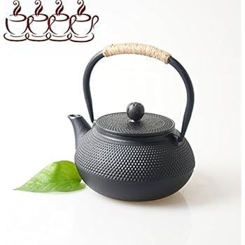 Tetsubin Cast Iron Tea Kettle Japanese Workshop Teapot Hobnail Pattern With Stainless Steel Infuser(40 Oz Black