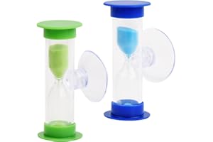 Vesaneae 3 Minutes Couleur Sablier,Lot de 2 sabliers pour Enfants,Minuterie de Cuisine,Dents des Enfants brossage sablier avec Ventouse,Sablier Minuterie