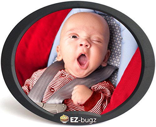 Babyspiegel Auto für Kindersitz & Babyschale, Autospiegel für Ihr Baby in der Reboarder zu beobachten, beste Qualität Rücksitz Spiegel von EZ-Bugz (Farbe Schwarz)