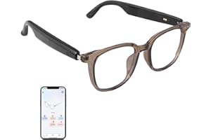 TULBEYS Bluetooth Smart Glasses for Women, AI Translation Glasses Supports 110+ Languages, Build in Mic Speakers, Color Change Lenses Transparent Frame with Polarized UV Protection for Travel Business-Brown