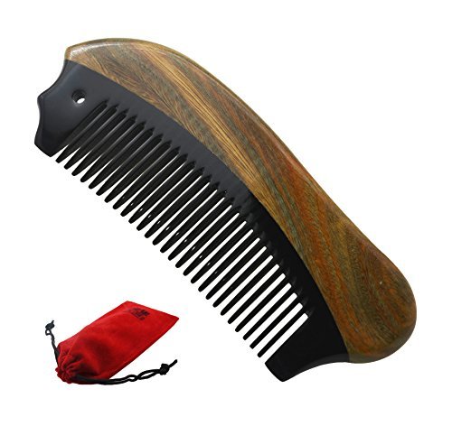 Meta-C Barba Portatile Pettine - Arsenale Ideale Per La Cura Degli Uomini La Barba - No Strappi, Nessun Groviglio, Nessun Statica - In Legno Artigianale E Corno
