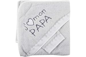 Sortie de bain j'aime PAPA + gant gris bébé - NISSANOU