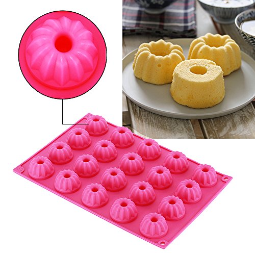 ZITFRI 20er Mini Gugelhupf Backform silikon Gugelhupfform 30x20x2,3cm, rosa - 3