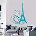 Produktbild guijiumai Vinyl Wandtattoo Eiffelturm Herzen Und Blumen Romantische Schöne Wohnzimmer Dekoration Aufkleber F 3 42X61 cm