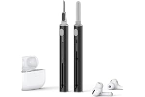 INESORE 【1 Pack】 Airpods Earbuds Cleaner Kit for Airpods Pro 1 2 3,Cleaning Kit Pen Shape with Soft Brush Flocking Sponge Tool for Bluetooth Earphones Headphones Charging Case,Phone,Camera andComputer(Black)
