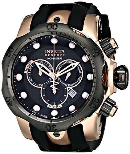 Invicta Men's 54mm Black Polyurethane Band Steel Case Flame-Fusion Crystal Swiss Quartz Watch 0361