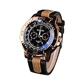 Yogogo Luxus Herrenuhren , Sport Analog Quarz Kunstleder Armbanduhr (Schwarz)