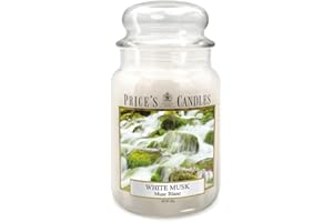 Price's Candles - Candela profumata in Vaso Vetro Grande con Coperchio in Vetro, White Musk (PBJ010689)