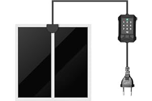 VEGOATY Tapis chauffant pour terrarium avec thermostat à 10 niveaux - 28 x 28 cm - Pour reptiles, serpents, lézards et plantes - Coussin chauffant étanche avec protection contre la surchauffe pour