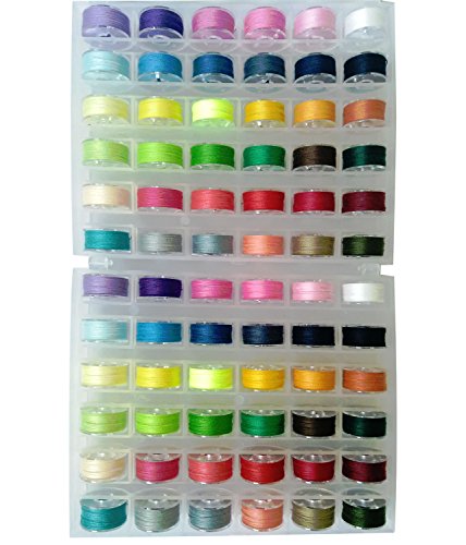 JIANZHENKEJI36 Pcs Transparent Plastic Sewing Machine Bobbins and Sewing Thread with Case for Brother Singer Babylock Janome Kenmore(36 Colour x 2 Set)