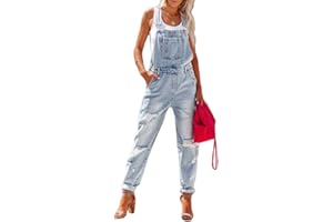 Yesgirl Damen Latzhose Sommer Jeanslatzhose Ärmellos Baggy Jumpsuit Overall Destroyed Vintage Jeans Playsuit Fashion Jeans Trägerhose Romper Loose Lange Hose