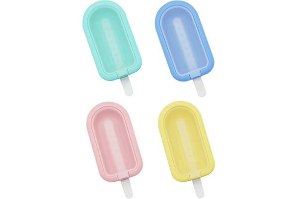 SHUBEIEUMI Moules à Glace, 4 Pcs Moules à Glace Silicone, Glace Maison Popsicle with Plastic Sticks Reusable Ice Moulds Popsicle, pour la Crème Glacée DIY