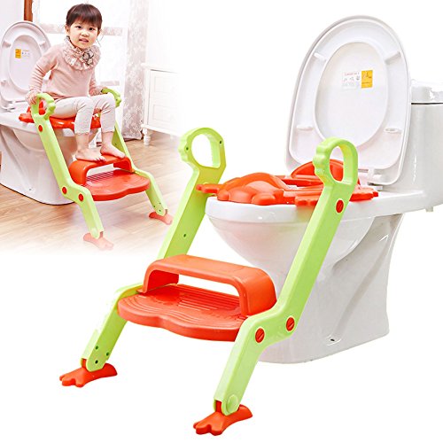 BabyHugs - 2 Step Baby Toilet Training Potty step stool Toddler child toilet trainer - Orange & Green