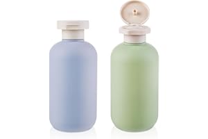 WLLHYF Quetschflaschen 2 Stück nachfüllbare Kunststoff-Reisebehälter leere Flaschen mit Klappverschluss Reisezubehör für Shampoo, Cremes, Lotion, Spülung (Blau, 200ML)