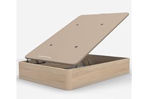 DORMIDAN - Canapé abatible de Gran Capacidad con Esquinas Redondeadas en Madera, Base tapizada 3D Transpirable + 4 válvulas aireación (Roble, 135x190cm)