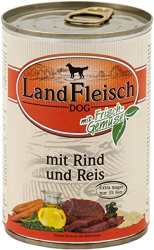 Preisvergleich Produktbild Landfleisch Rind + Reis 400g Dose Hunde Nassfutter