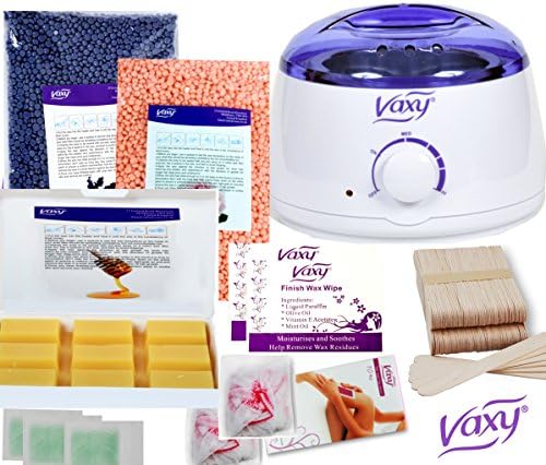 Wax Warmer, High Quality Professional Portable Electric Hair Removal Kit Adjustable Temperature waxing Heater Melting pot with accessories,Total Body Waxing Spa in Home for Women Men (Rose Flavour Beads Wax, 500g)