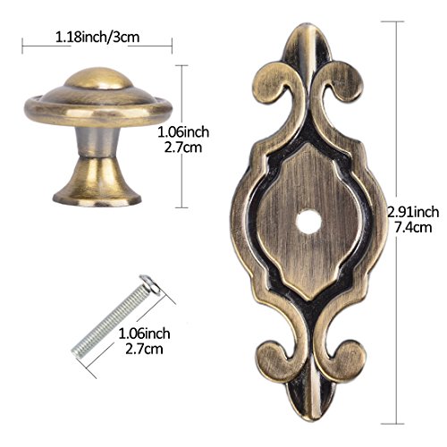 WOLFBUSH 6PCs Vintage-Stil Kabinett Knöpfe Kleiderschrank Zink-Legierung Tür ziehen und Griff ziehen Möbelknopf - 2