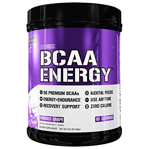 Evlution Nutrition BCAA Energy– Essential BCAA Amino Acids, Vitamin C & Natural Energizers for Performance, Immune Support, Muscle Building, Recovery, B Vitamins, Pre Workout, 65 Serve, Furious Grape