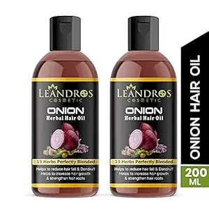 Leandros Red Onion Hair Herbal Oil For Men And Women (200ML,PACK OF 2)