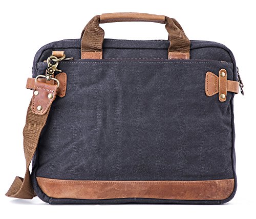 Gootium 50412 High Density Canvas Genuine Leather Laptop Bag Aktentasche